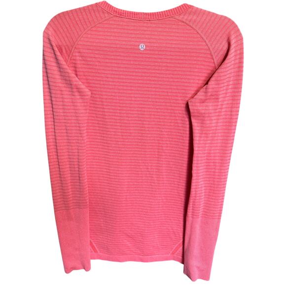 Lululemon Swiftly Tech Long Sleeve Crew Top Striped Heather Pink Size 10 - Picture 8 of 11
